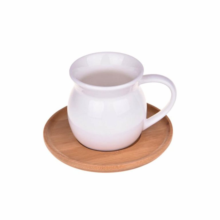 Bambu Tabaklı Porselen Fincan Takımı