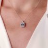 Gümüş - 925 Ayar Gümüş Swarovski & Beyaz Taşlı Baget Kolye
