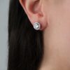 Gümüş - 925 Ayar Gümüş Swarovski Taşlı Tektaş Küpe