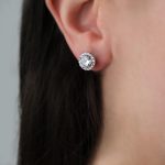 Gümüş - 925 Ayar Gümüş Swarovski Taşlı Tektaş Küpe