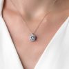 Gümüş - 925 Ayar Gümüş Swarovski Taşlı Beyaz Tasarım Kolye