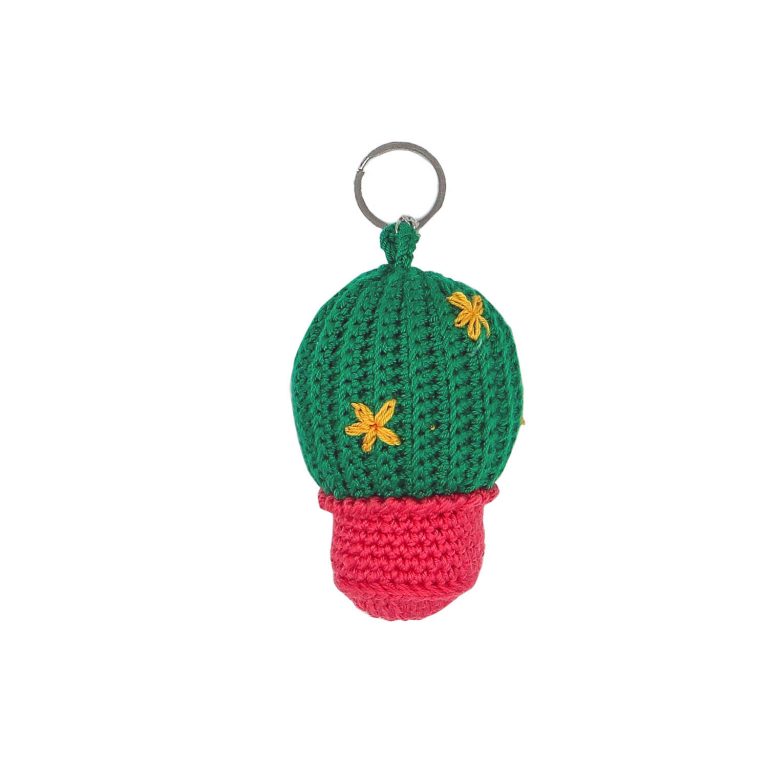 Çiçekli Kaktüs Amigurumi Anahtarlık