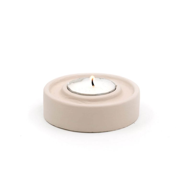 El Yapımı Beton Tealight Mumluk – Bej