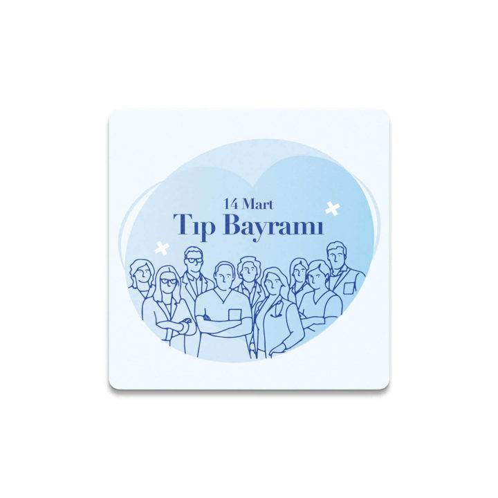 Mavi Tıp Bayramı Temalı Bardak Altlığı