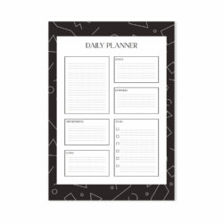 Siyah Çizgi Tasarımlı Günlük Planlayıcı