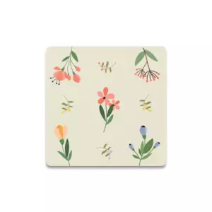 Renkli Çiçekli Taş Bardak Altlığı