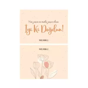 Yaldızlı - Yaprak Desenli Doğum Günü Motto Kartı